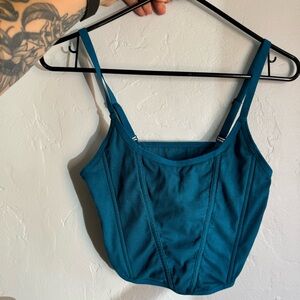 Blue “corset” crop tank
